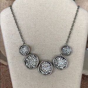 Brushed silver & sparkle statement necklace